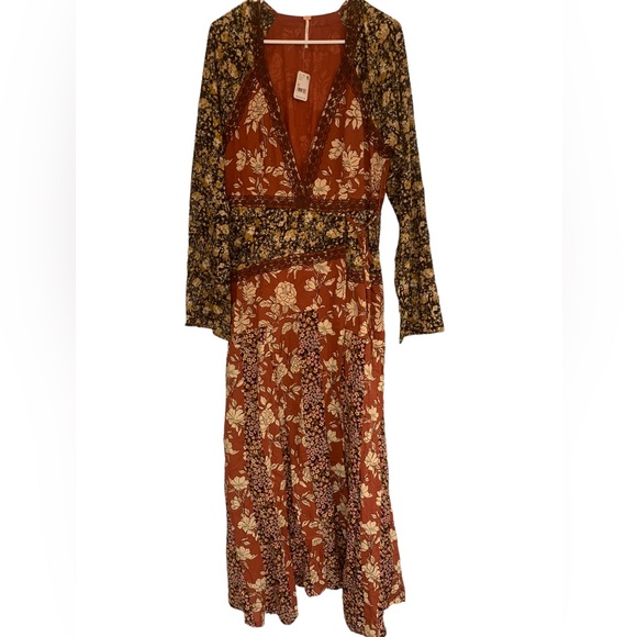 NWT free people tilda wrap dress in neutral combo Medium - Picture 6 of 10